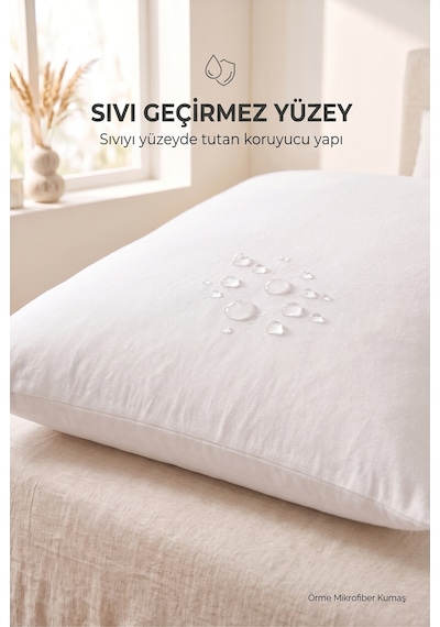 Formeya 2'li Beyaz Fermuarlı Sıvı Geçirmez Yastık Koruyucu Alez