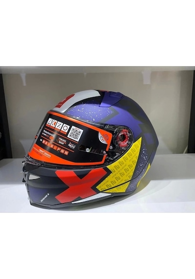 Mt Helmets Kask Revenge 2 Lıght B7 Motosiklet Kaskı Mavi - Sarı - Kırmızı