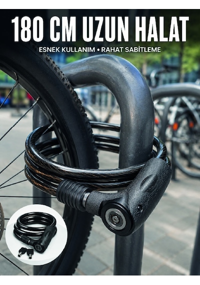 Motosiklet, Bisiklet Ve Elektrikli Scooter İçin Ağır Hizmet Tipi Çelik Halat Kilidi Tkdytgss518ndtuwm77 Diğer