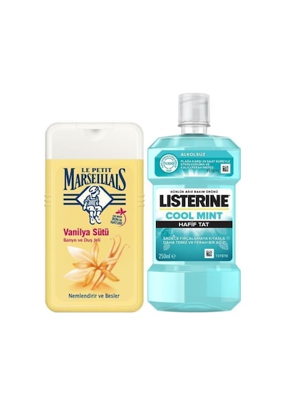 Listerine Coolmint Hafif Tat Ağız Bakım Suyu 250 ML + Lpm Vanilya Sütü Duş Jeli 2 x 250 ML