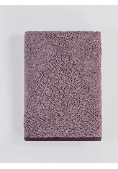Pamuk Tekli Havlu Jakarlı Karna Premıum Vance - 70 X 140 Pudra