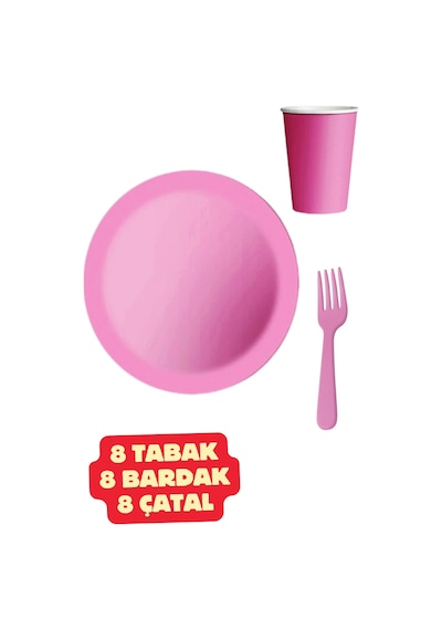 Karton Pembe 8 Adet Renkli Tabak Bardak Set Doğum Günü Süsleme Parti Malzemesi Süslemedoğum Günü Tüm Yaşlar