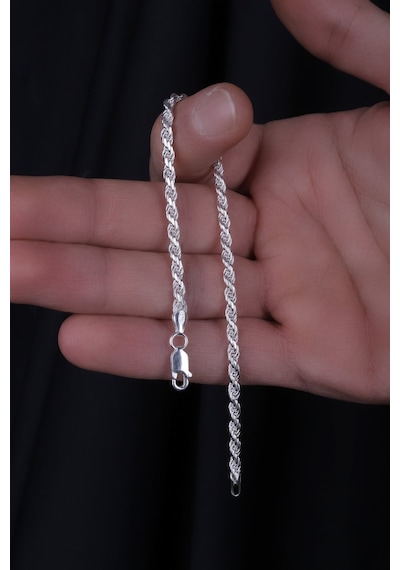 Encili Silver 925 Ayar Gümüş Halat Burgulu Zincir Model Bileklik Gümüş