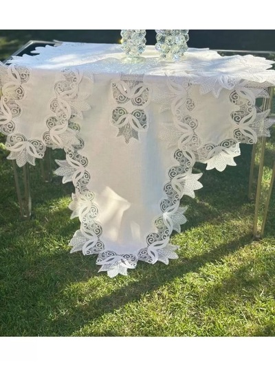 Çeyizlik Kayla Model Krem-krem 5 Parça Keten Runner Seti Masa Örtüsü No 2323 Çok Renkli