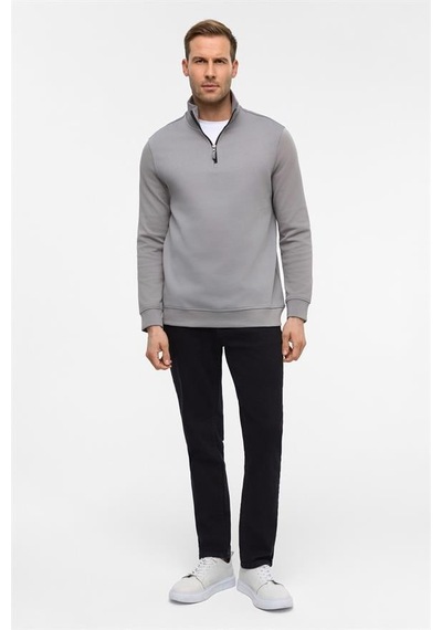 Süvari Gri Regular Düz Yarım Balıkçı Yaka Sweatshirt Gri