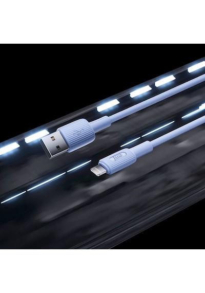 Juo JCBS111 W 12w 2.4a Usb a To Lightning Apple Uyumlu iPhone iPad Silikon Hızlı Şarj Ve Data Kablosu Mavi 1 Metre