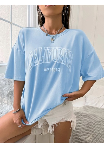 Unisex California West Baskılı Oversize T-shirt 001