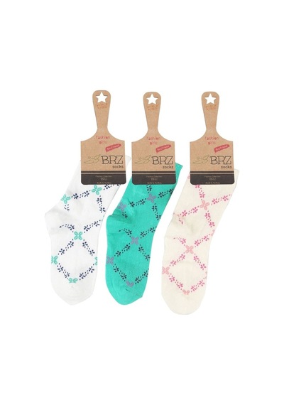 Brz Kids Sarmaşık Desenli Kız Çocuk Çorabı 3Lü Set Çok Renkli