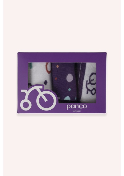 Panço Unisex Çocuk 3'lü Kutulu Çorap Renkli