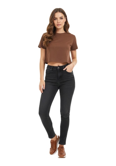 Kadın Yüksek Bel Jeans Dar Paça Pantolon 2248 Bgl-st02900 Füme