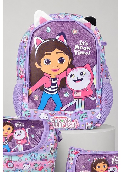 X Dekomus Lisanslı Gabby S Dollhouse Meow Magic Collection Anaokul Çantası,termoslu Beslenme Çantası Ve Kalem Çantası Seti Altın