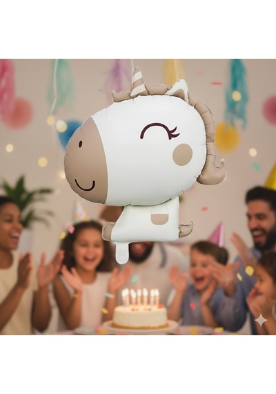51x54 Cm Retro Unicorn Karamel Folyo Balon - Doğum Günü Parti Dekorasyon Balonu Çok Renkli