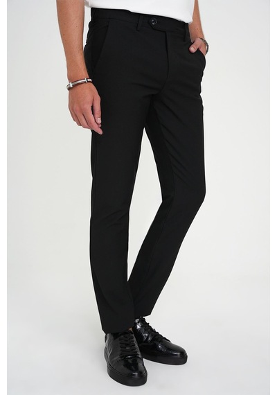 Efor Comfort Fit Beli Lastikli Dokulu Siyah Jogger Pantolon P 1192 Siyah