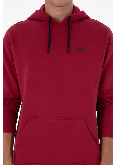 U.S. Polo Assn. Erkek Oversize Fit Kapüşonlu Şardonlu Koyu Frambuaz Basic Sweatshi 50313782-VR104
