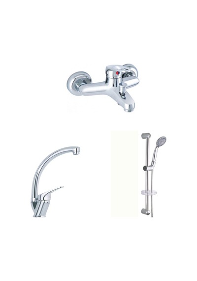 Erce Mix Banyo + Kuğu Eviye Bataryası Sürgülü Duş Takımı