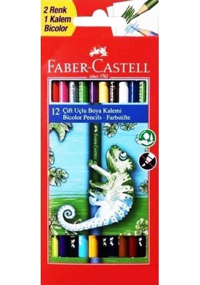 Faber-castell 12 Çift Uçlu Kuru Boya Kalemi 2x12 24 Renk Sarı
