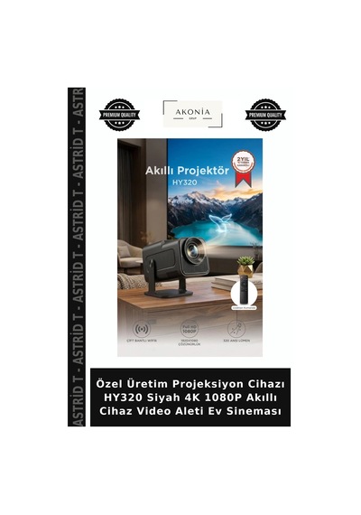Özel Üretim Projeksiyon Cihazı Hy320 Siyah 4k 1080p Akıllı Cihaz Video Aleti Ev Sineması