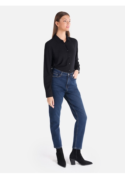 Colins 896 Maria Mom Fit Yüksek Bel Daralan Paça Mavi Kadın Pantolon Cl1065447 Denim