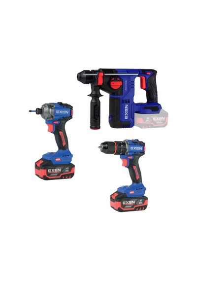 Exen En 314 Set - 21v 4ah Kömürsüz Şarjlı Makina 3'lü Set