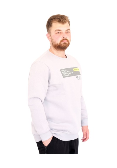 Mode Xl Büyük Beden Erkek Bisiklet Yaka Sweatshirt Days U25801 A.gri Siyah