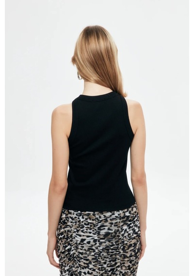 Ollacollection Halter Yaka Basic Fitilli Atlet Siyah