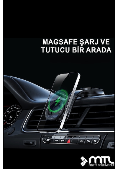 Magsafe Uyumlu Güçlü Dayanıklı Manyetik Araç İçi Telefon Tutucu Ayarlanabilir Kol Yapışkan Vantuslu