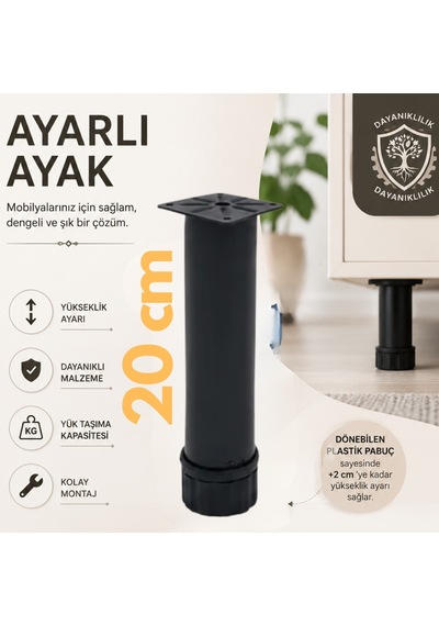 Cateksss 42 Lik Tablalı Ayarlı Ayak 20 Cm Texture Siyah - 25 Li Paket