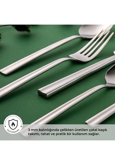 Emsan Çınar 84 Parça 12 Kişilik Çatal Kaşık Bıçak Takımı Çelik