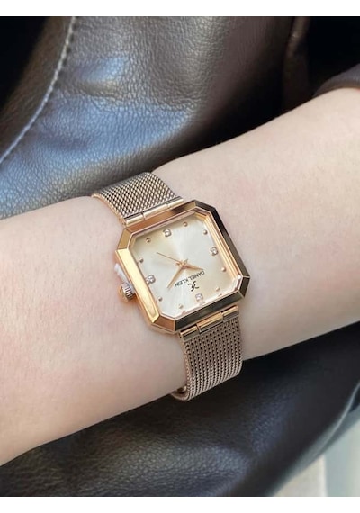 Daniel Klein Dke.1.10954-6 Kare Kadran Hasır Kordon 3 Atm Suya Dayanıklı Rosegold Kadın Kol Saati Rose Gold