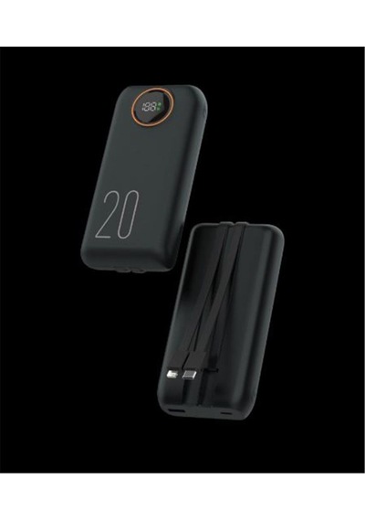 Snapron Snp-3013 20.000 Mah Lcd Ekran Dahili Kablolu 22.5w Hızlı Şarj Powerbank Siyah