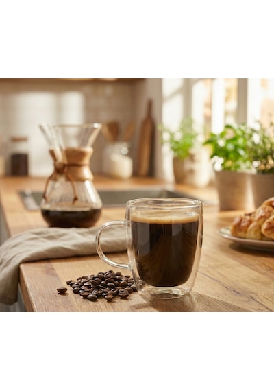 Paşabahçe Duplo Double Wall Çift Çidarlı 330 Cc Mug Kulplu Bardak Şeffaf Cam