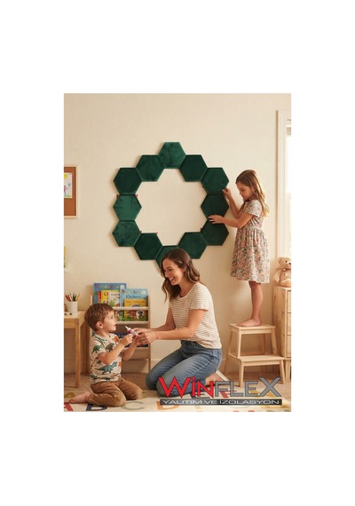 Altıgen Akustik Kumaş Kaplı Panel 17x20cm - 12 Adet Yeşil