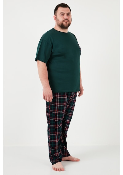 Buratti Pamuklu Regular Fit Büyük Beden Erkek Pijama Takımı 6572002B Yeşil