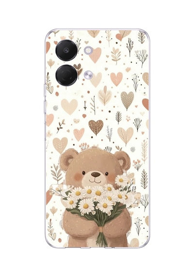 Tecno Spark Go 3 Uyumlu Romantik Sevimli Ayıcık Baskılı Silikon Kılıf Renkli