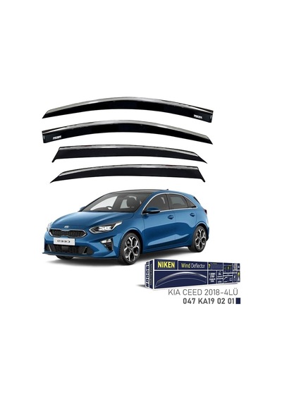 Niken Kia Ceed Cam Rüzgarlığı Kromlu 4&apos Lü 2018+ Sonrası
