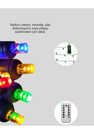 Led Perde Işık 2x2, Noel Ve Parti Dekorasyonu, 8 Fonksiyonlu