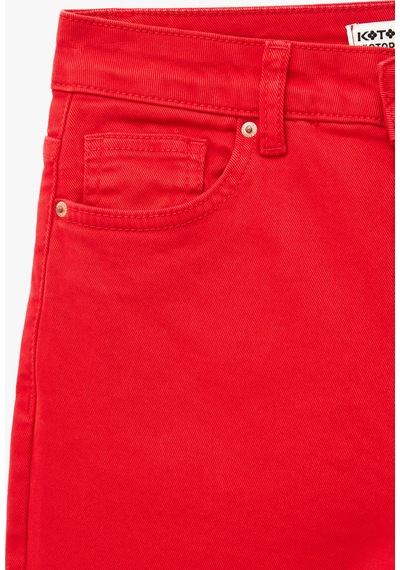 Koton Pamuklu Cepli Düğmeli İspanyol Paça Crop Jean Pantolon - Kick Flare Jeans Kırmızı 6sal40051mw Koton Pamuklu Cepli Düğmeli İspanyol Paça Crop Jean Pantolon - Kick Flare Jeans Kırmızı 6sal40051mw