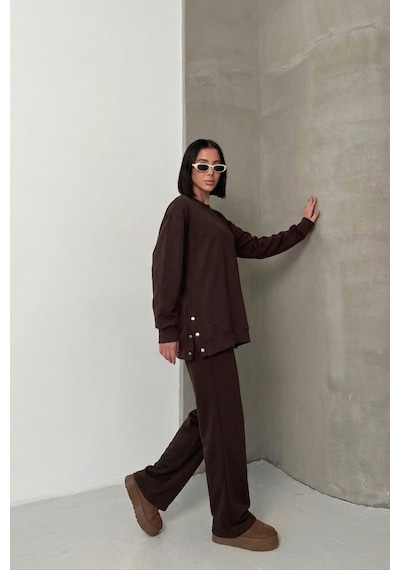 Soft&basic Rahat Kesim Uzun Kollu Yanları Çıt Kapamalı Premium Yumuşak Kumaş Eşofman Takımı Kahverengi Soft&basic Rahat Kesim Uzun Kollu Yanları Çıt Kapamalı Premium Yumuşak Kumaş Eşofman Takımı Kahverengi