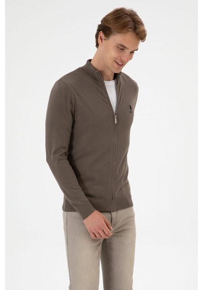 U.S. Polo Assn. Erkek Slim Fit Vizon Triko Hırka 50313684-VR052