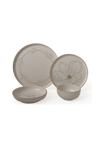 Keramika Taupe Bloom Nordıc Yemek Takımı 24 Parça 6 Kişilik 22519-20-28-29 Kahverengi