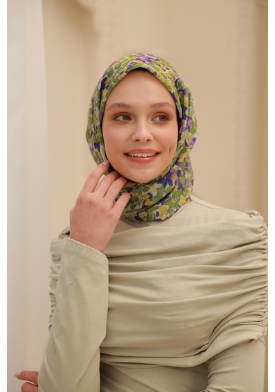 Silk Home Soft Eşarp 73081-32 Taş, Mor, Yeşil, Asit, Su Yeşili
