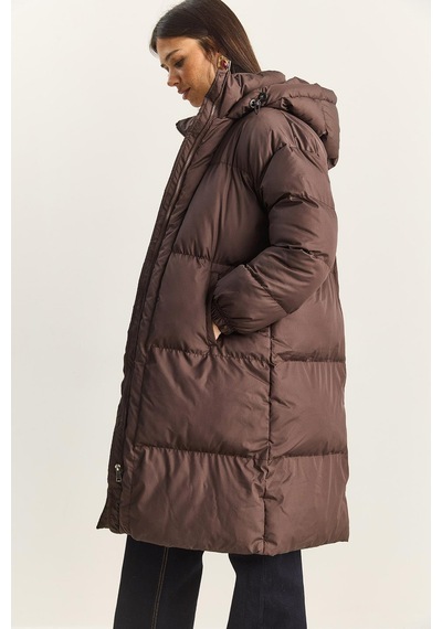 Shade Kadın Cep Detaylı Astarlı Kapüşonlu Uzun Puffer Mont 1129 60283868 - Acı Kahve Kahverengi Shade Kadın Cep Detaylı Astarlı Kapüşonlu Uzun Puffer Mont 1129 60283868 - Acı Kahve Kahverengi