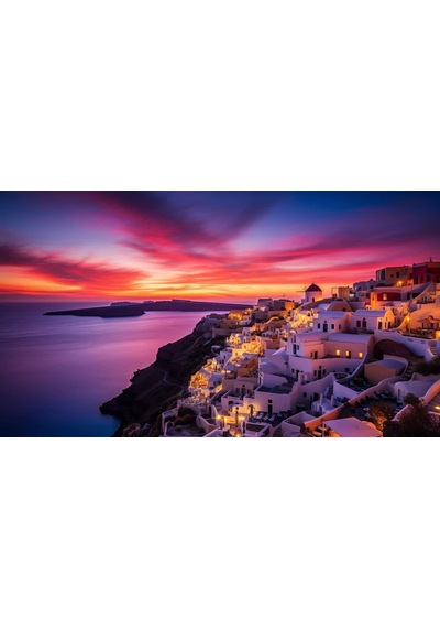 Santorini Adası Gün Batımı Ev Duvar Salon Güzellik Salonu Ofis Dükkan Dekarasyon Kanvas Tablo