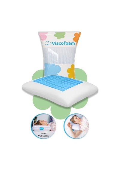 Viscofoam Comfy Terletmeyen Ortopedik Yastık Serinleten Visco Yastık Jelli Yastık 55x35x12cm