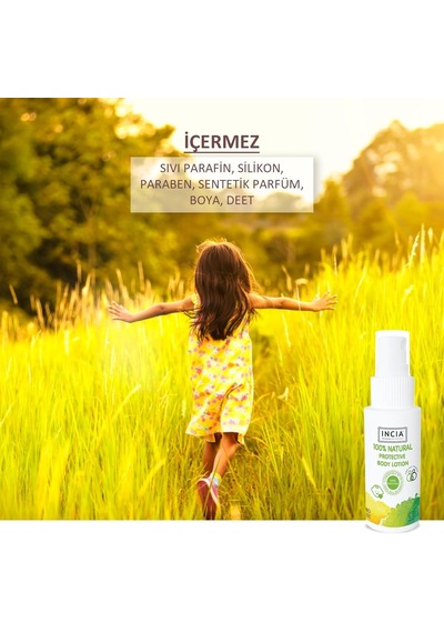 Incıa%100 Doğal Koruyucu Vücut Losyonu Sprey Yenidoğan Bebek Çocuk İçin Limon Okaliptus Vegan 50 Ml
