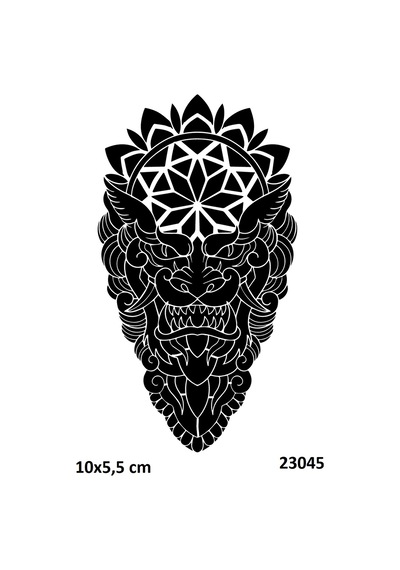 Airbrush Tattoo Korkunç Surat Mandala Yapışkanlı Stencil Süsleme Ve Boyama Kalıbı