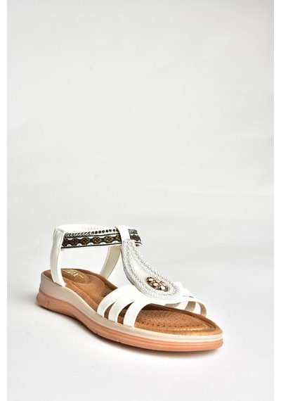 Fox Shoes U258613709 Beyaz Kadın Sandalet Beyaz-suni Deri Beyaz