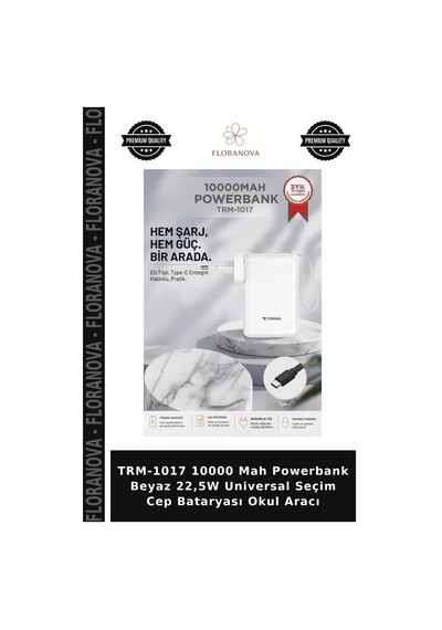 Trm-1017 10000 Mah Powerbank Beyaz 22,5w Universal Seçim Cep Bataryası Okul Aracı Çok Renkli