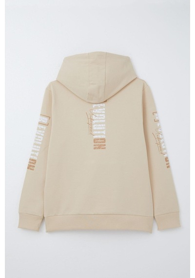 Breeze Erkek Çocuk Sweatshirt Kapüşonlu Kanguru Cepli 9-16 Yaş, Krem Krem