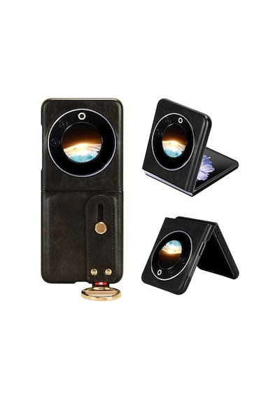 Tecno Phantom V Flip İçin Askılıklı Deri Kaplama Kılıf - Al4271
